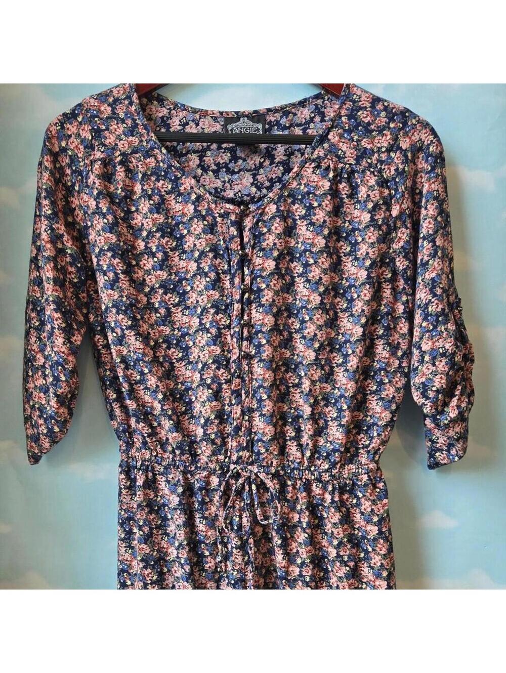 Angie Floral Jumper Cinch waist button top hippie summer